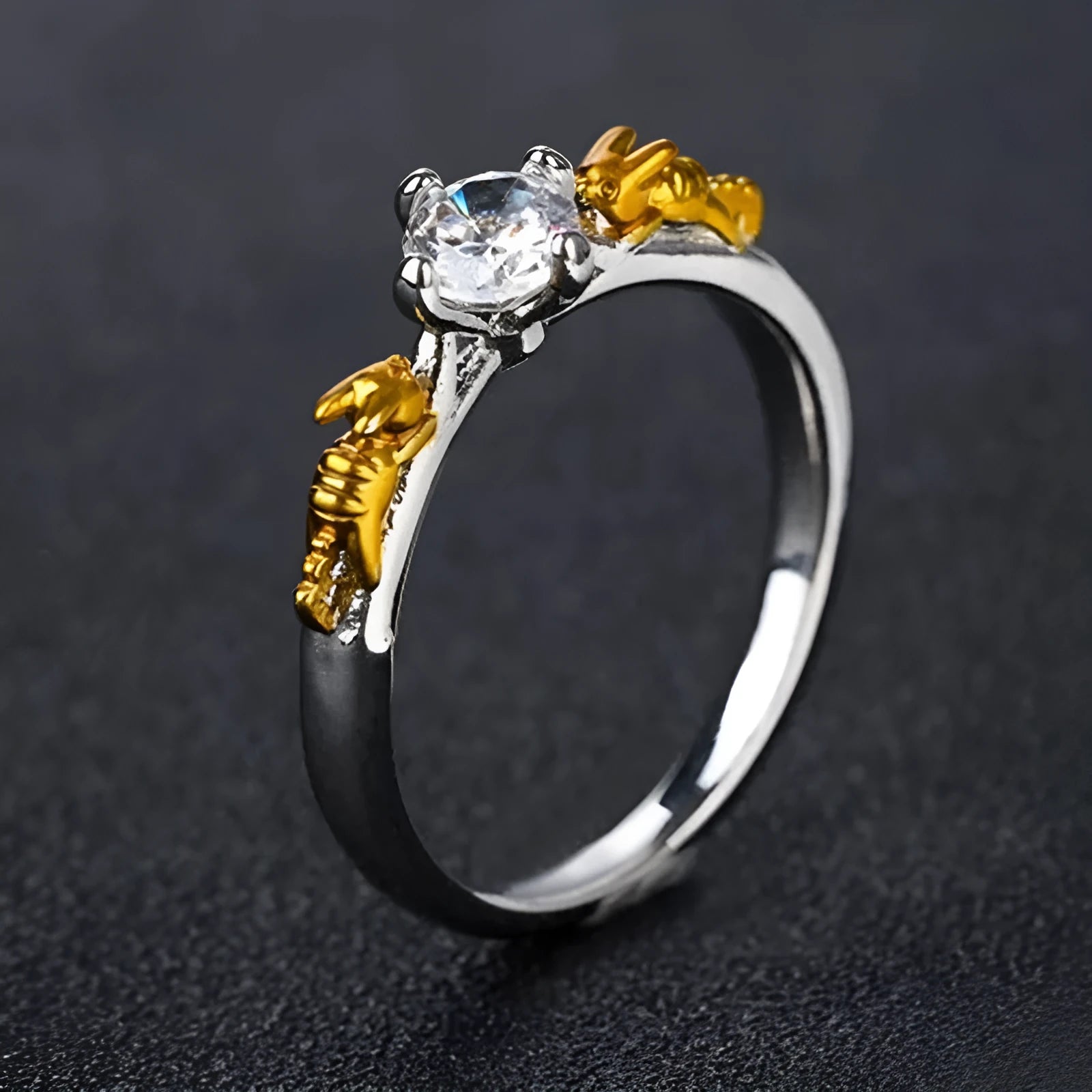 Black gold copper crown ring with crystal detail for cosplay and festival wear.