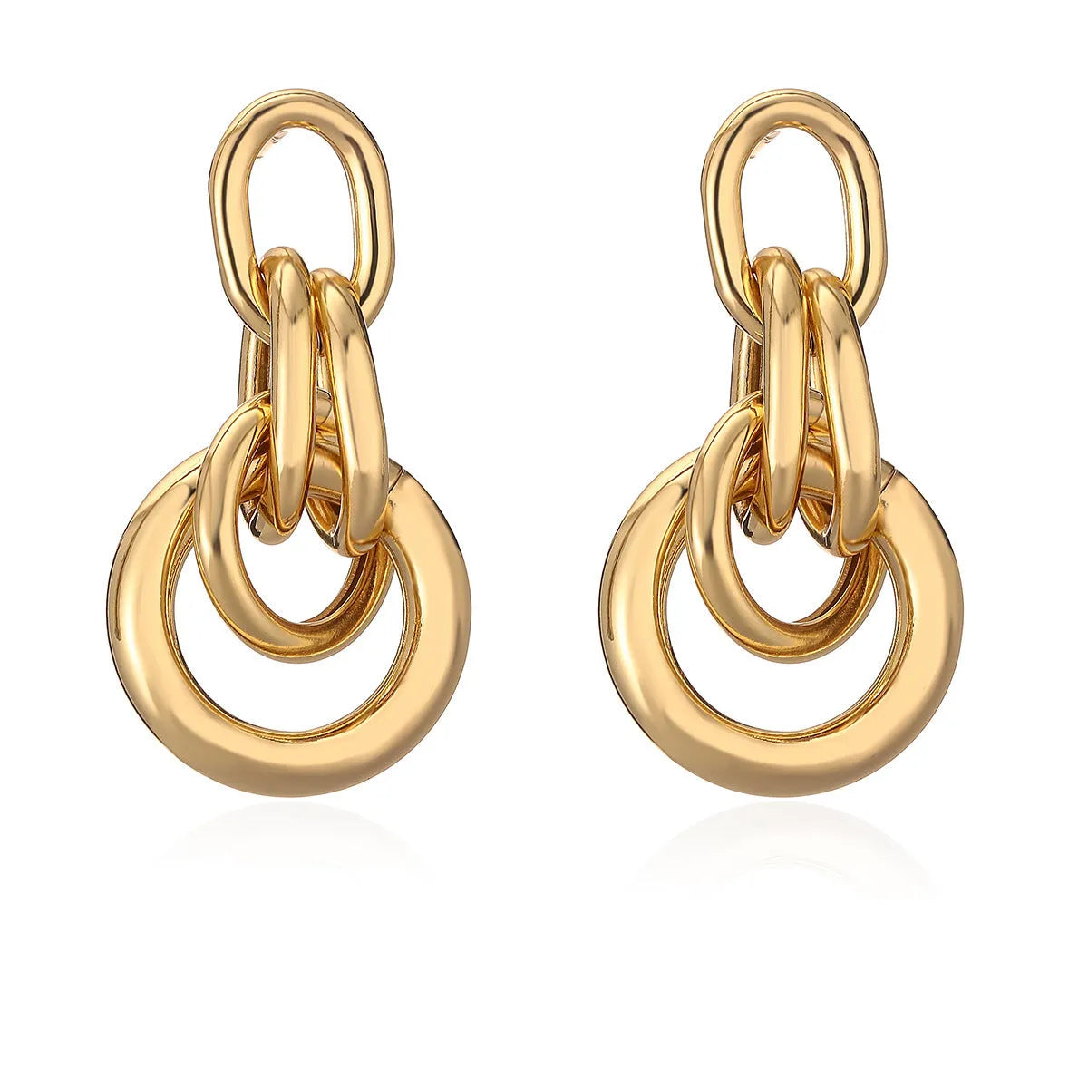 Geometric gold irregular earrings with asymmetrical copper alloy design for women
