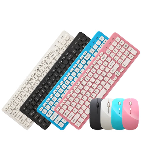 Black wireless keyboard and mouse set with 96 keys and a small USB receiver on a desk.