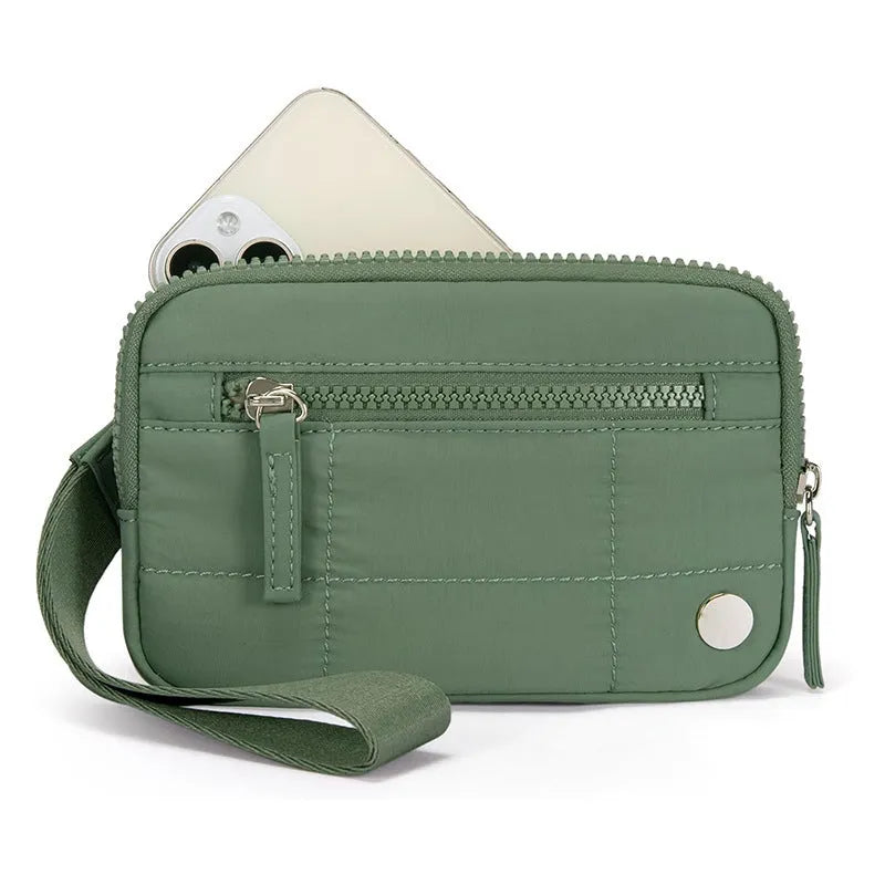 Waterproof quilted transparent deck handbag in nylon with solid colour lining