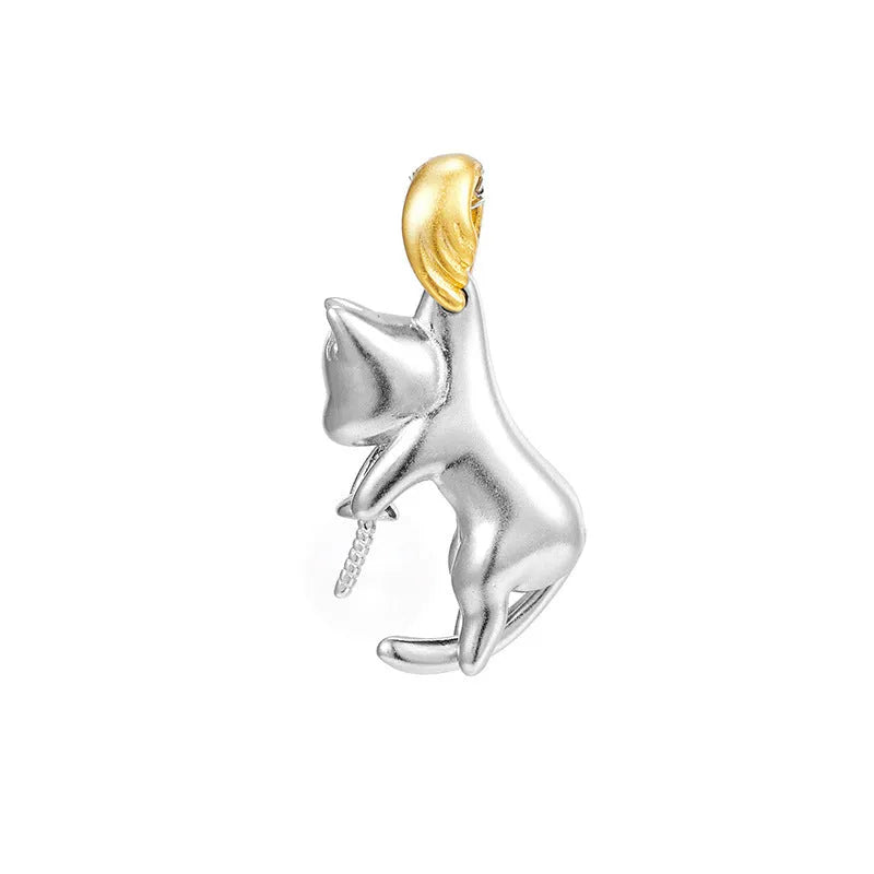 925 sterling silver clavicle chain with cat pendant charm jewellery