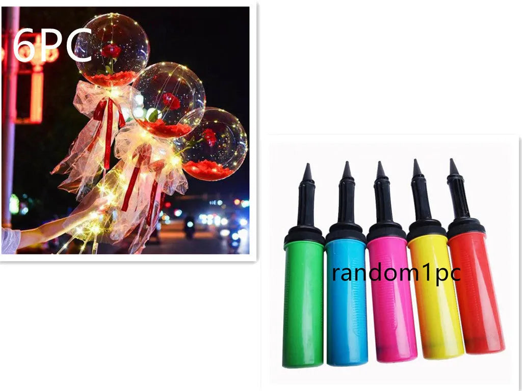Transparent LED luminous DIY balloon rose bouquet with integrated lights for decoration.