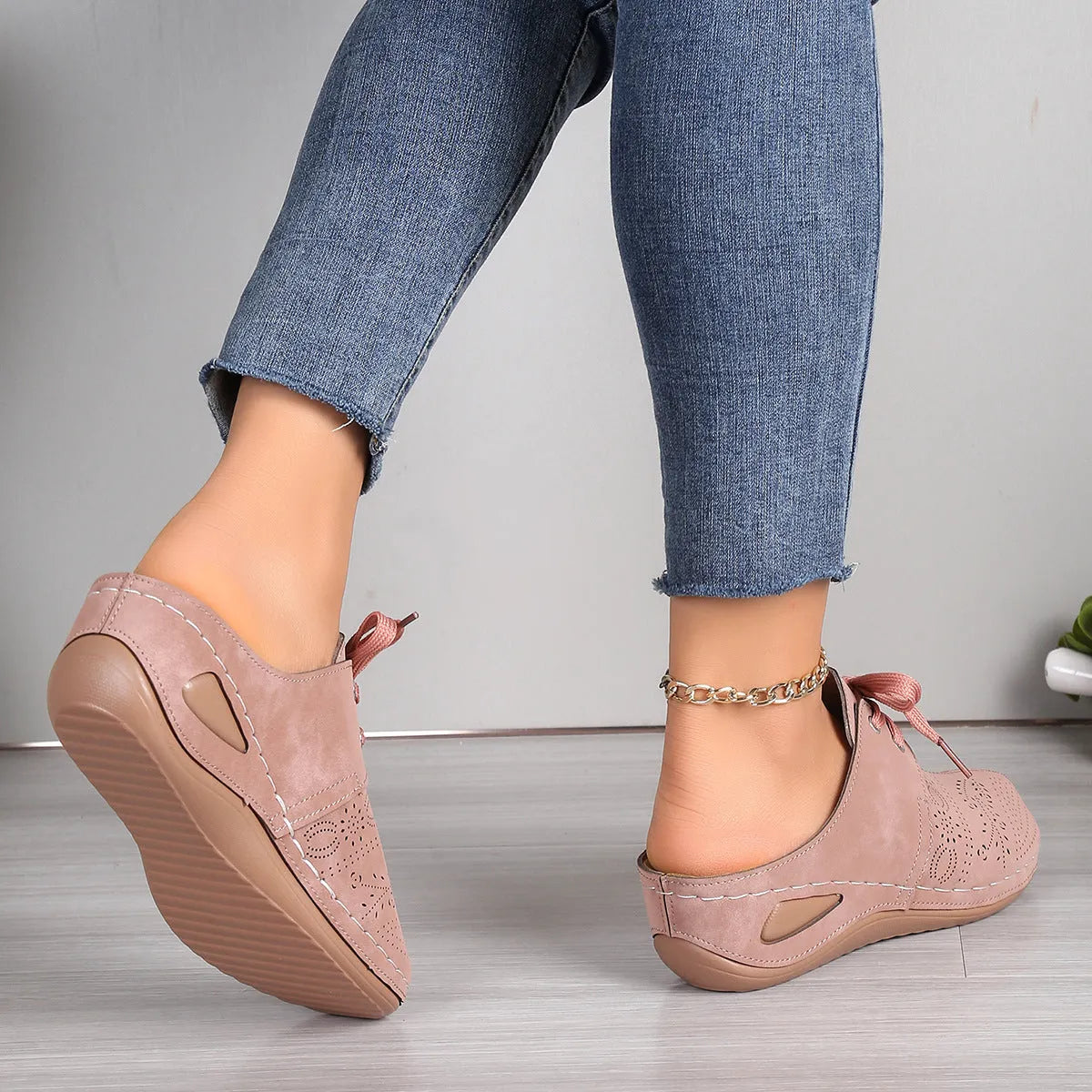 Women's summer baotou lace-up slippers with hollow out wedge design in various colours