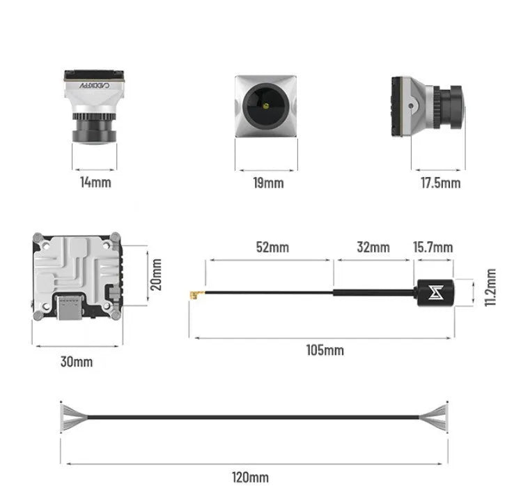 Silver Caddx ADAPTS DJI FPV digital video transmission unit with cables and mounting screws