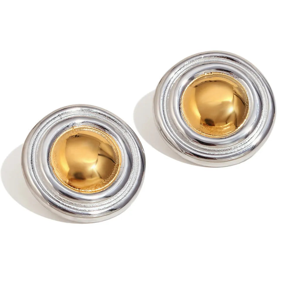 Geometric gold electroplated stainless steel jewellery set with earrings, bracelet and necklace