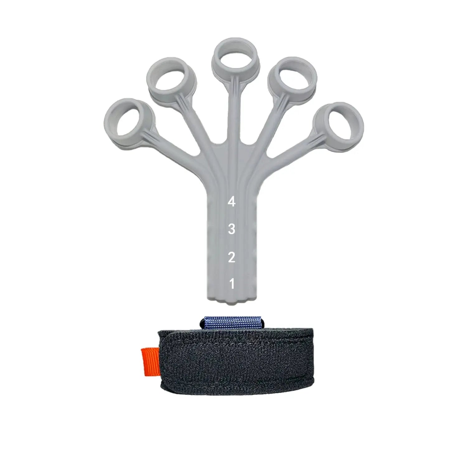 Black silicone finger rehabilitation trainer with adjustable tension belt for hand exercises