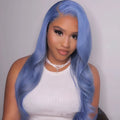 Real human hair body wave lace front wig with 13x4 frontal on a mannequin head.