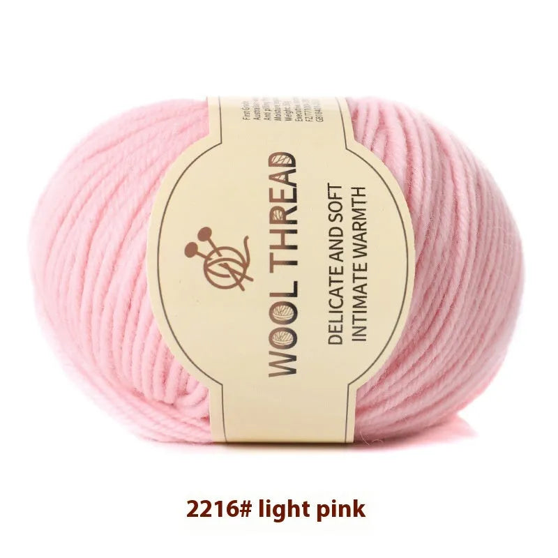 Roll of woolen knitting yarn thread for hand knitting with size 10 needles in various colour options
