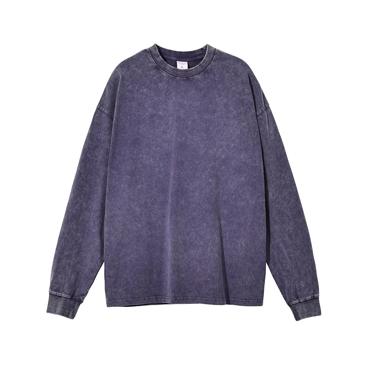 Men's vintage washed cotton pullover in batik print colours with long sleeves and loose fit