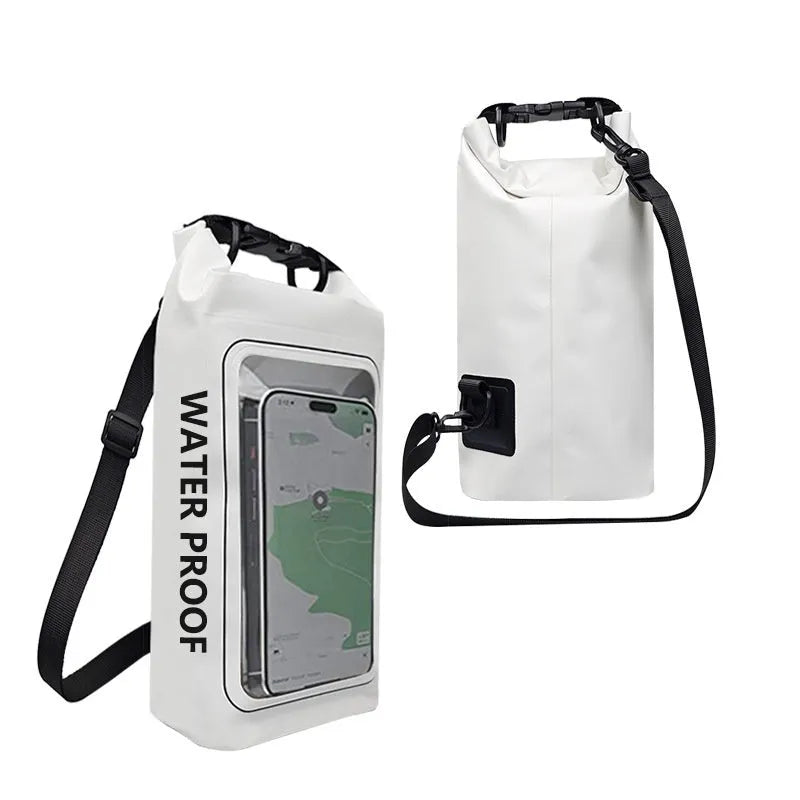 PVC waterproof dry bag in Army Green colour with crossbody strap for swimming and outdoor use
