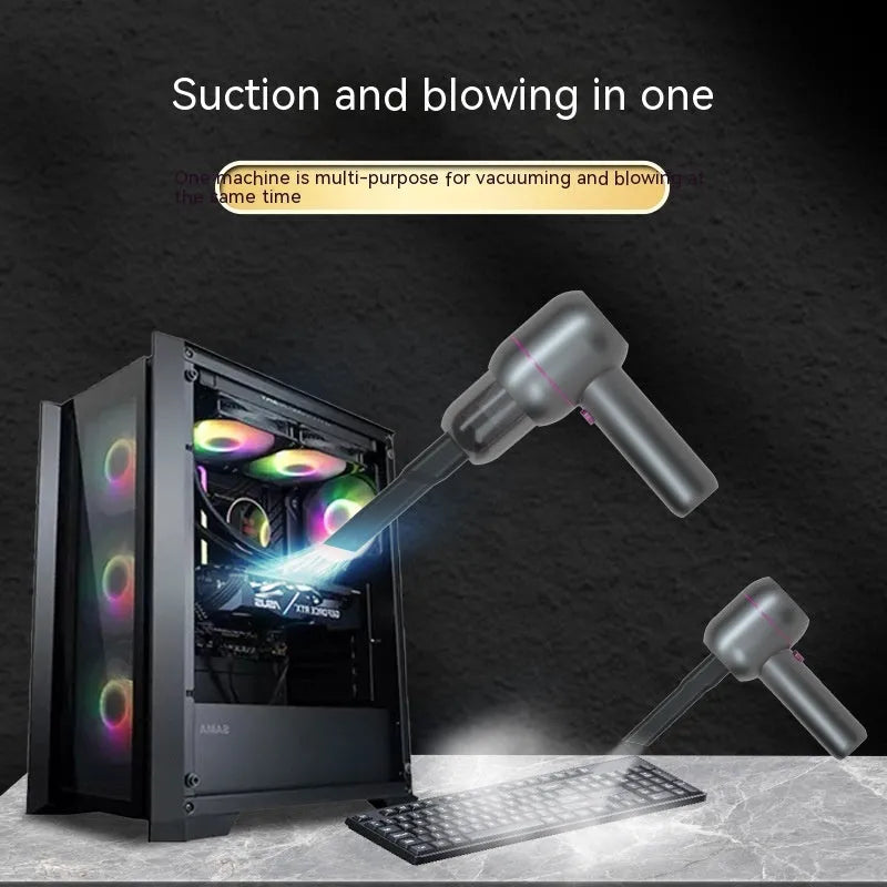 XC-06 grey portable car cleaner with brush nozzle, extended nozzle and dust collection bin