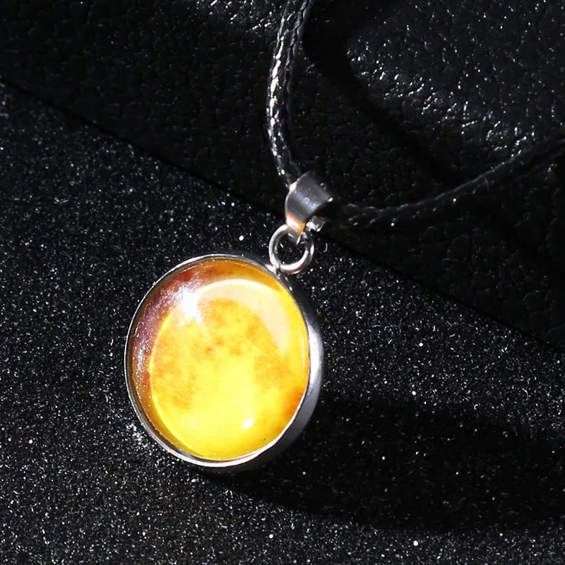 Christmas moon night sky luminous alloy pendant necklace with constellation design on adjustable chain