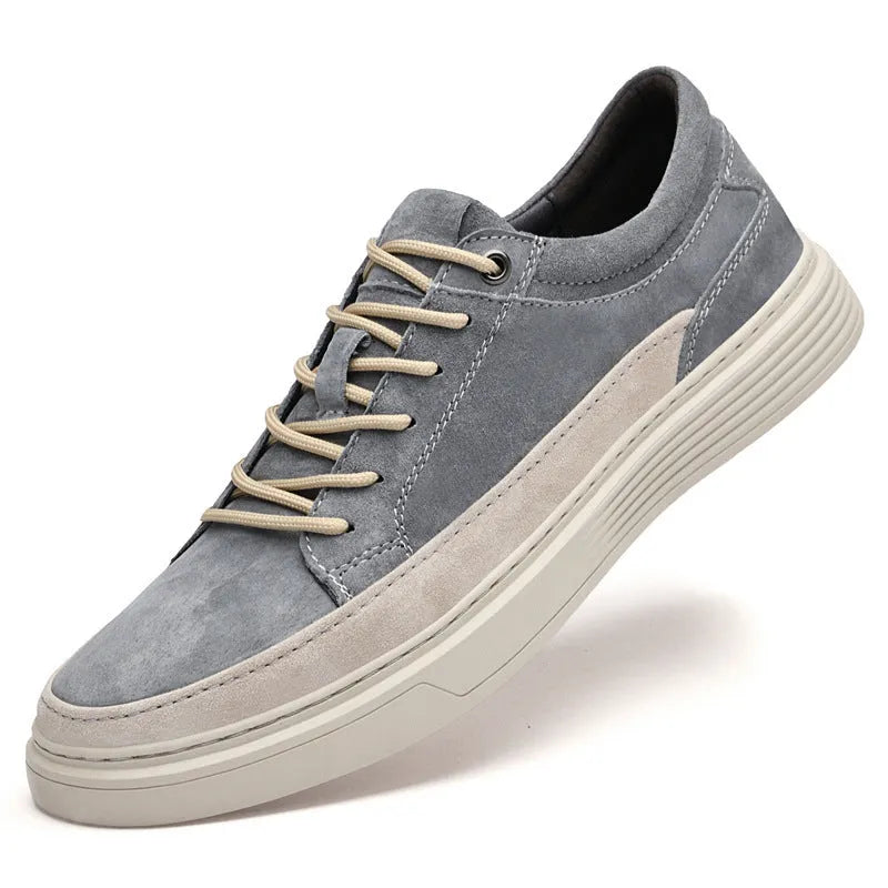 Men's grey and sand casual skate shoes with pigskin upper and rubber sole
