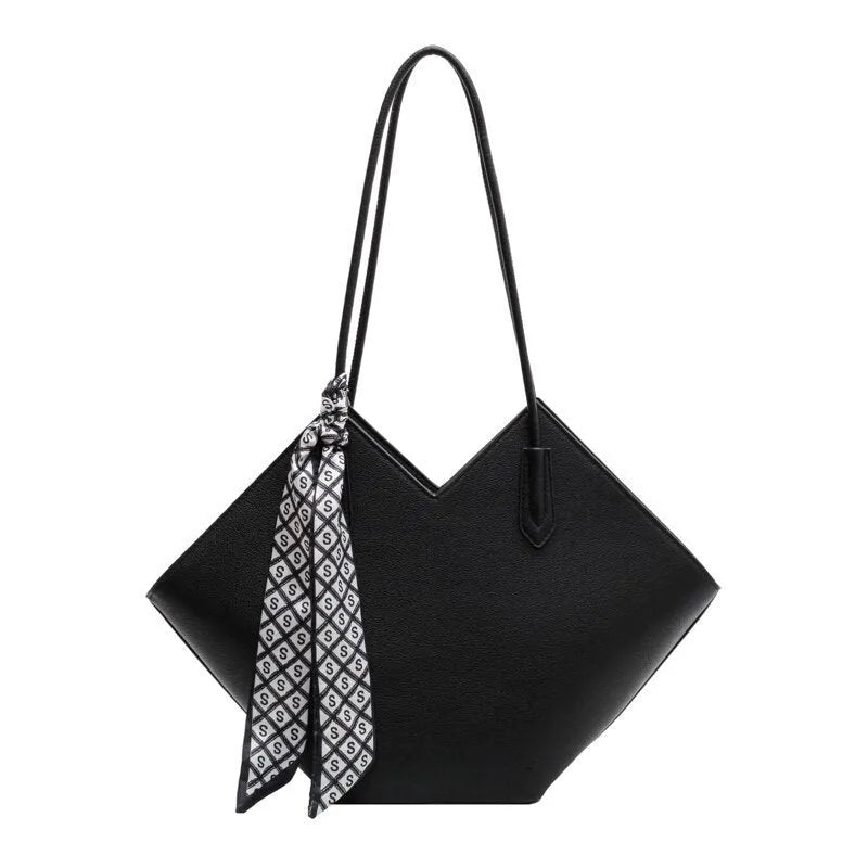 Women's fashion PU leather shoulder bag in eight colours with sandwich pocket design and 43cm width