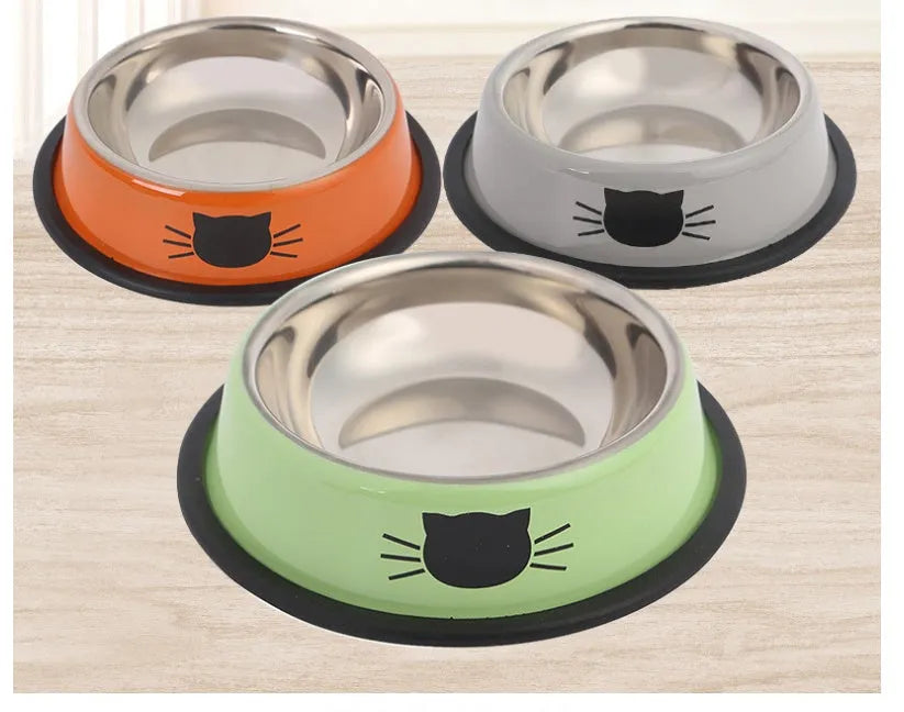 Stainless steel non-slip pet cat bowl multicolor set for cats and dogs
