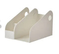 Desktop storage box with two-tier grid compartments in ivory white or milk coffee colour