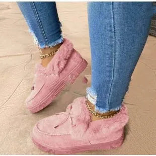 Women's warm cotton casual shoes with velvet lining and rubber non-slip sole