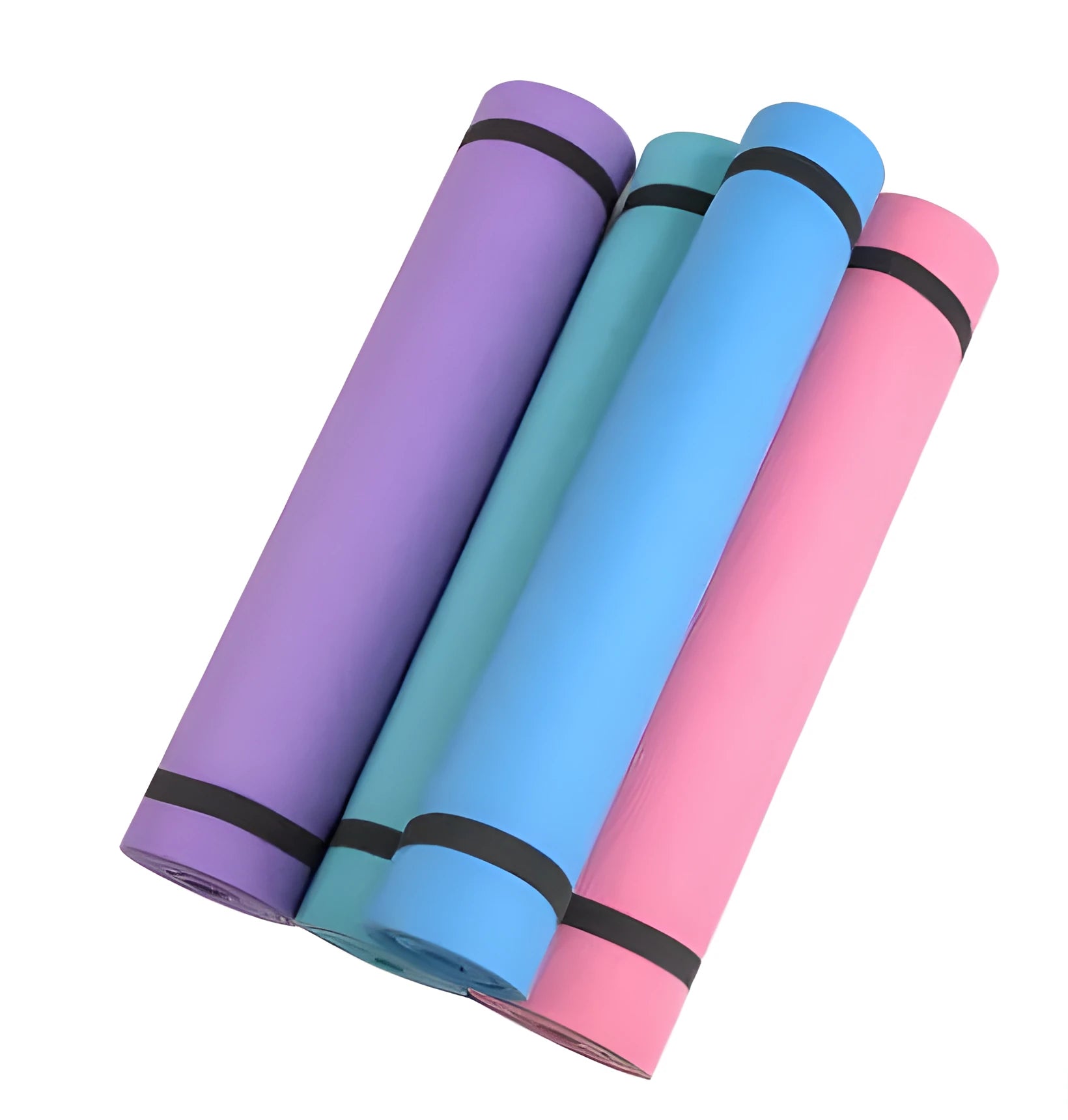 EVA composite yoga mat in red, showing 4mm and 6mm thickness options with anti-skid surface.