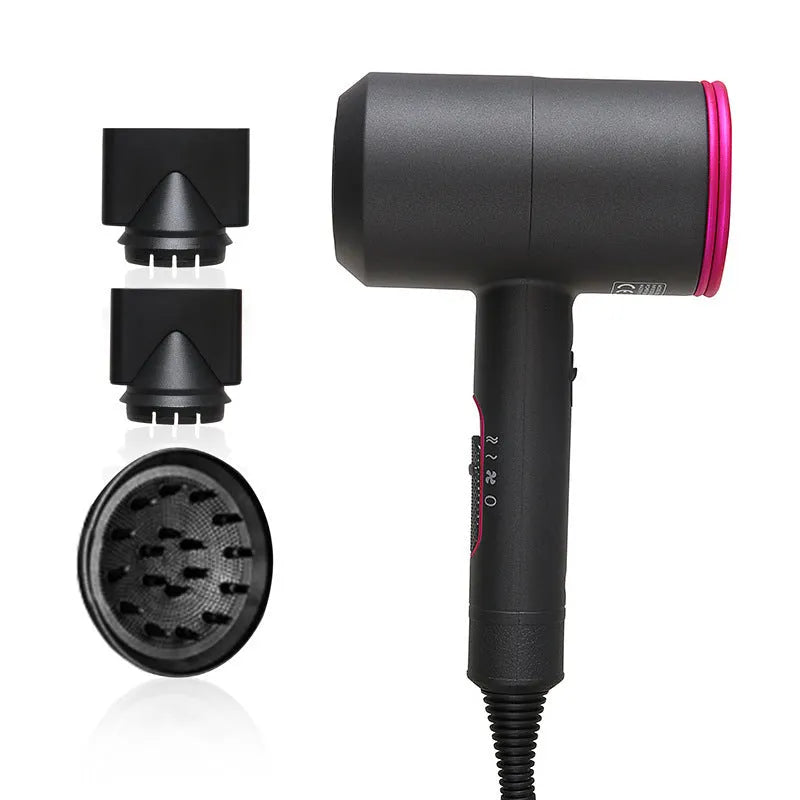 Dual voltage 2000W hotel hair dryer with 2.5 metre cable in metallic black finish