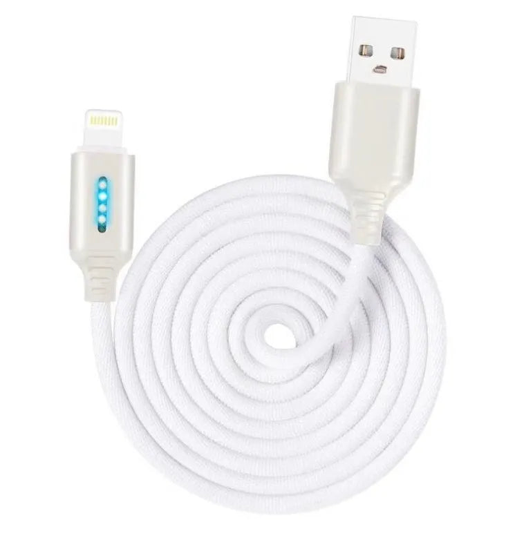 Black fabric braided USB charging cable with Type-C connector, shown at full 1-metre length.