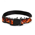 Nylon weaving mark pet collar with dog paw pattern in blue on white background
