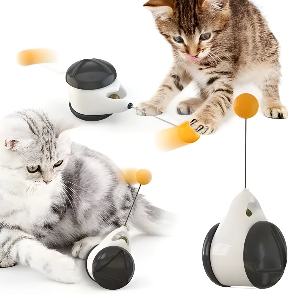 Plastic balance swing car cat toy in blue, self-moving design for interactive play
