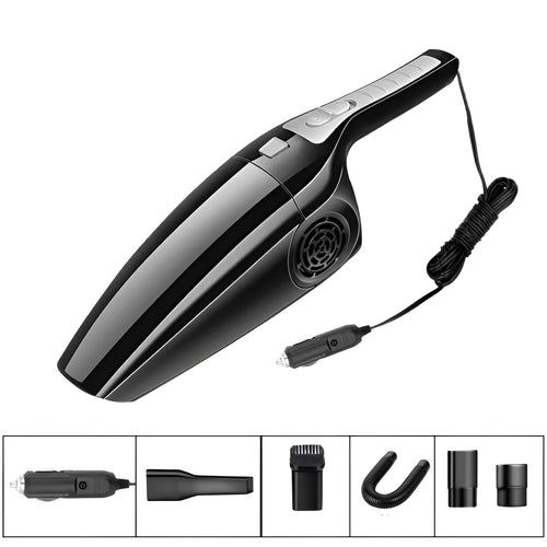 Black and orange 12V car vacuum cleaner with cigarette lighter plug