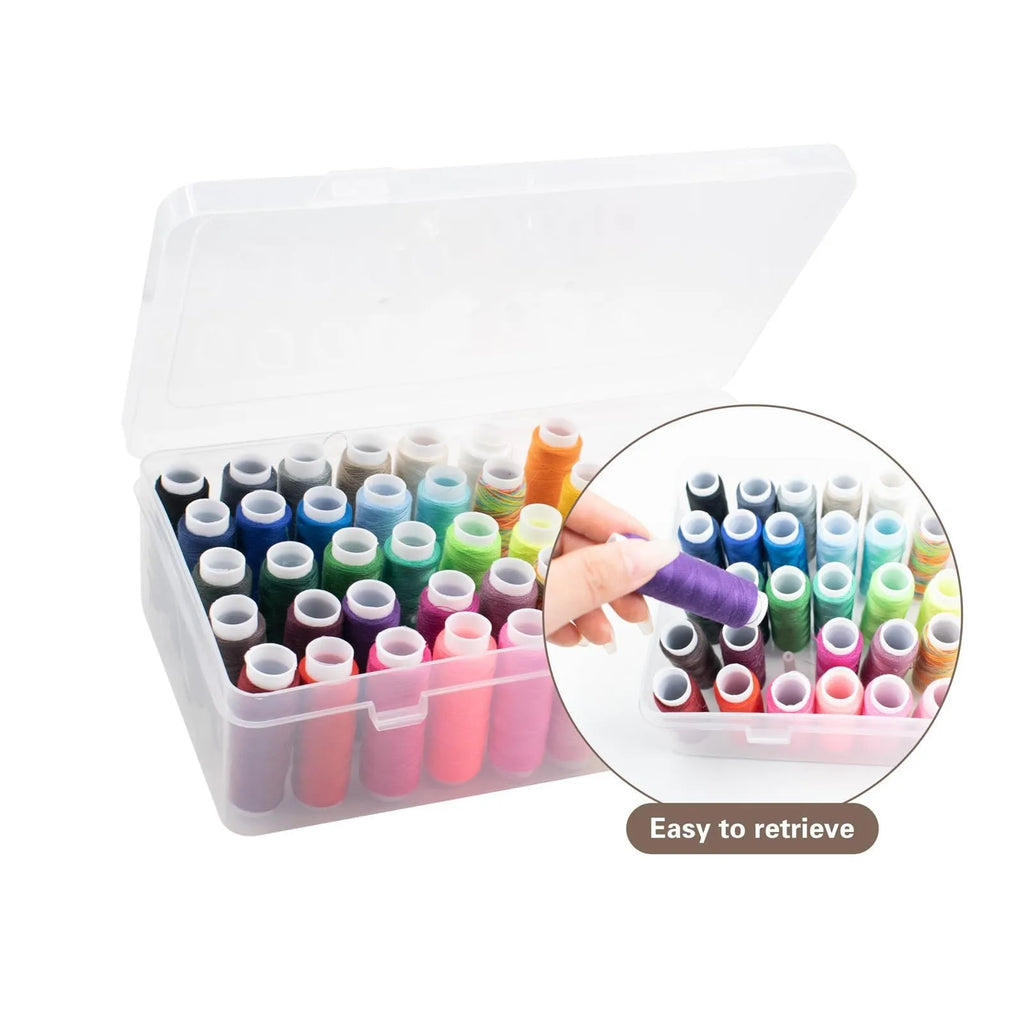 Plastic storage box with 42 compartments for organising embroidery needles and sewing supplies