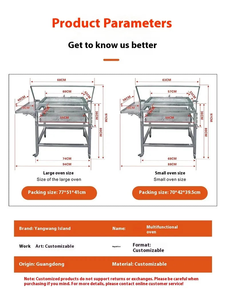 Large foldable charcoal barbecue stove for courtyard and garden use