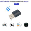 KHTD BT600 Bluetooth 5.0 USB audio transmitter receiver combo in black, plug-and-play design