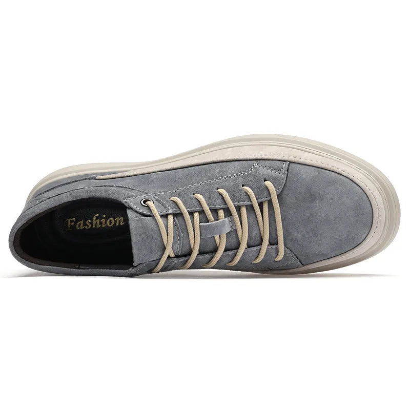 Men's grey and sand casual skate shoes with pigskin upper and rubber sole