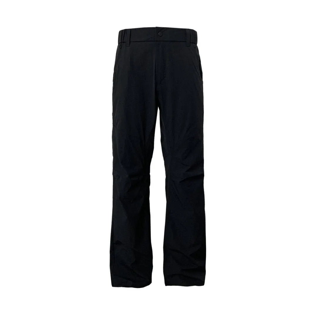 Men's 3D deconstructive straight leg casual trousers in Army Green with elastic waistband.
