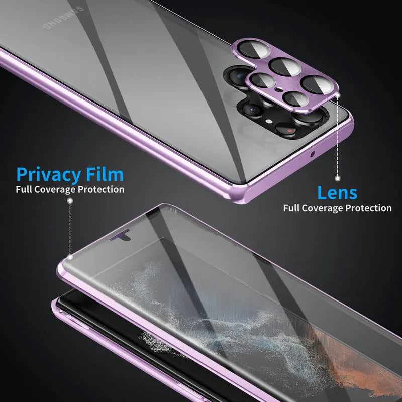 Metal magnetic phone case with mirror for Samsung Galaxy S24 Ultra in multiple colours