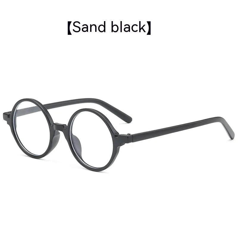 Artistic retro round flat mirror glasses in PC material available in four colour variations
