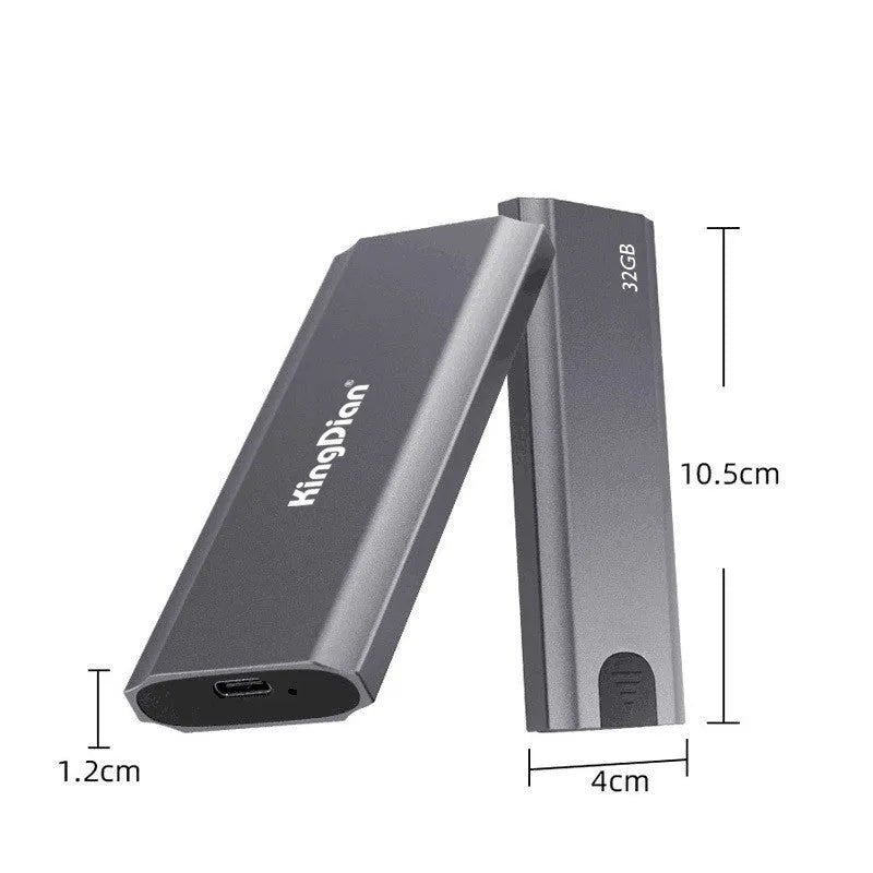Grey USB 3.0 mobile external solid state drive with compact dimensions