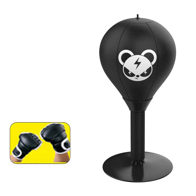 Tabletop boxing speed ball with suction cup base and inflatable PU leather sphere