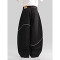 Black straight-leg jeans trousers with mid waist and zip fly in micro-elastic polyester denim fabric