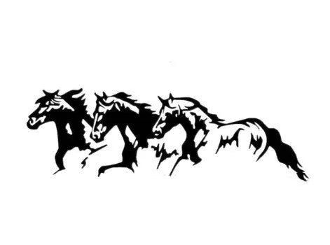Three Horses steed design car decal sticker measuring 25cm by 8cm in vinyl material