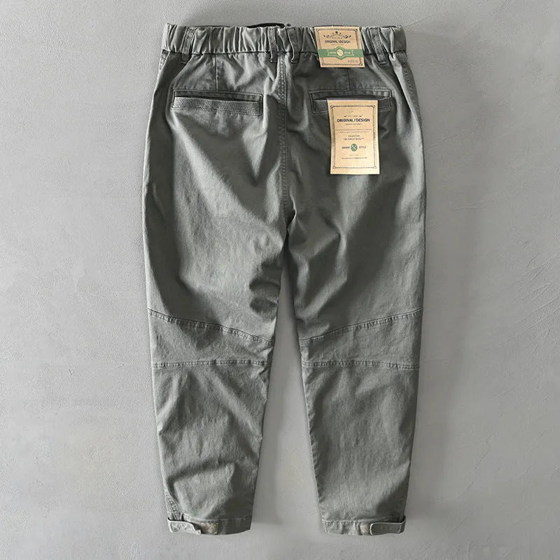 Men's casual cotton overalls with elastic waist in four colour options