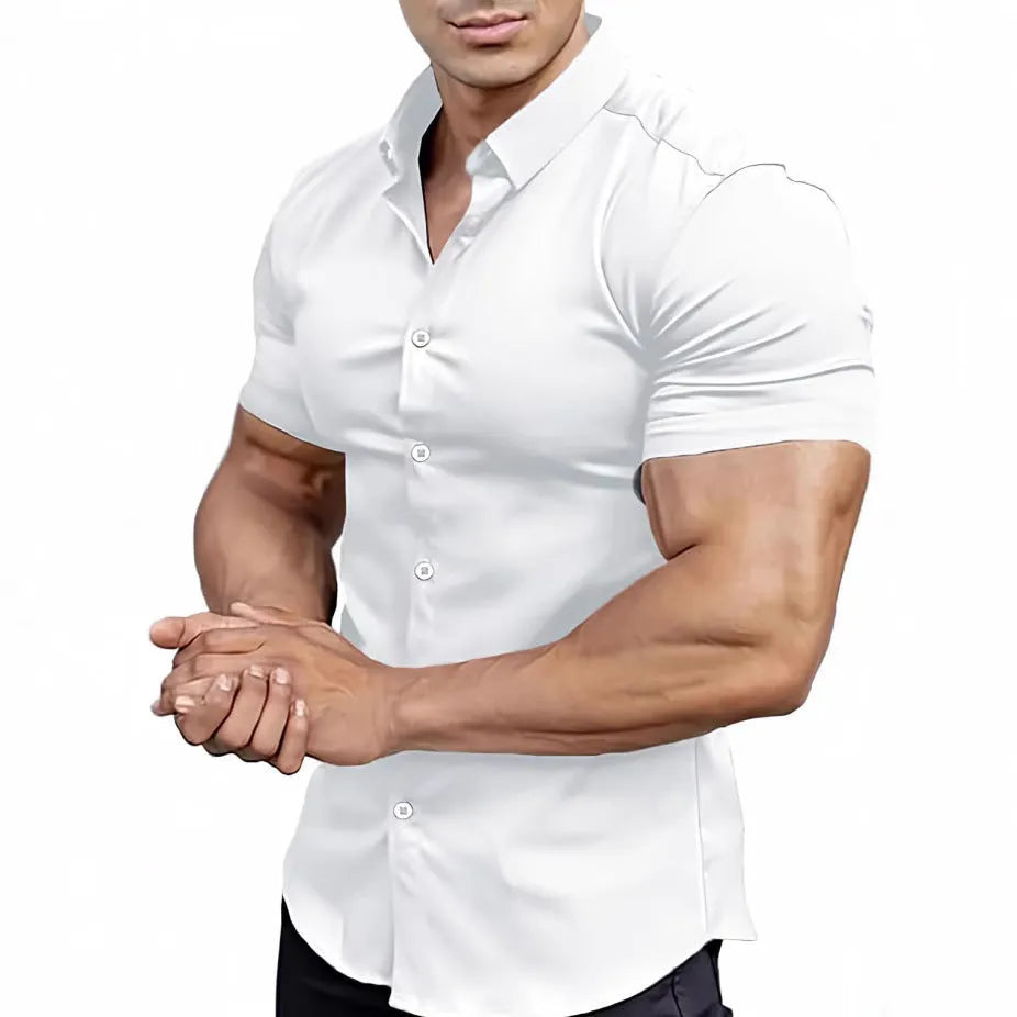 Men's casual short sleeve printed shirt with collar in regular fit, available in multiple colours.