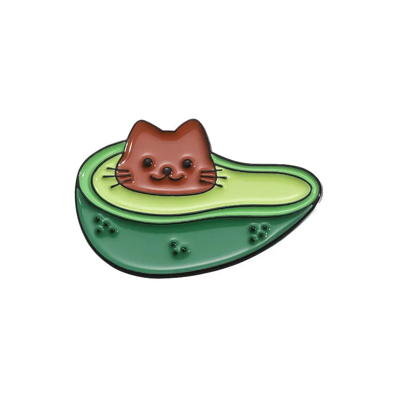 Colourful cartoon fruit and letter shaped zinc alloy brooch pin on fabric
