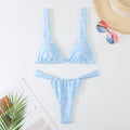Women's floral print bikini swimsuit in rose red, blue, sky blue or white colours with S, M, L sizing