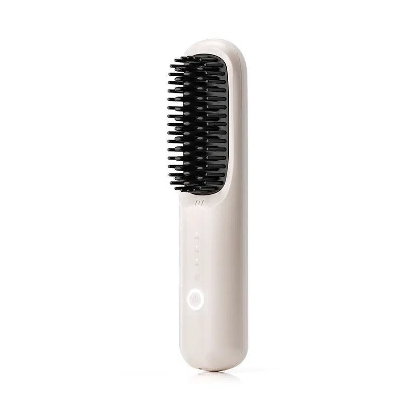 Wireless anion straight comb in beige, pink, purple, or black colours with Type-C charging port