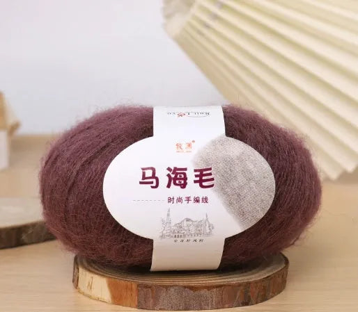 Mohair wool ball for DIY scarf knitting kit with Inverness thread in multiple colour options