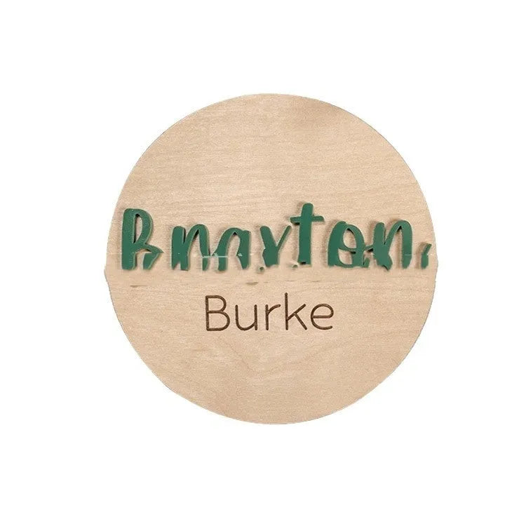 Brown limewood baby birth bulletin board with modern art style in 152mm size