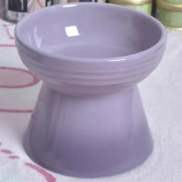 Black ceramic pet bowl with high foot neck protector design for dogs and cats