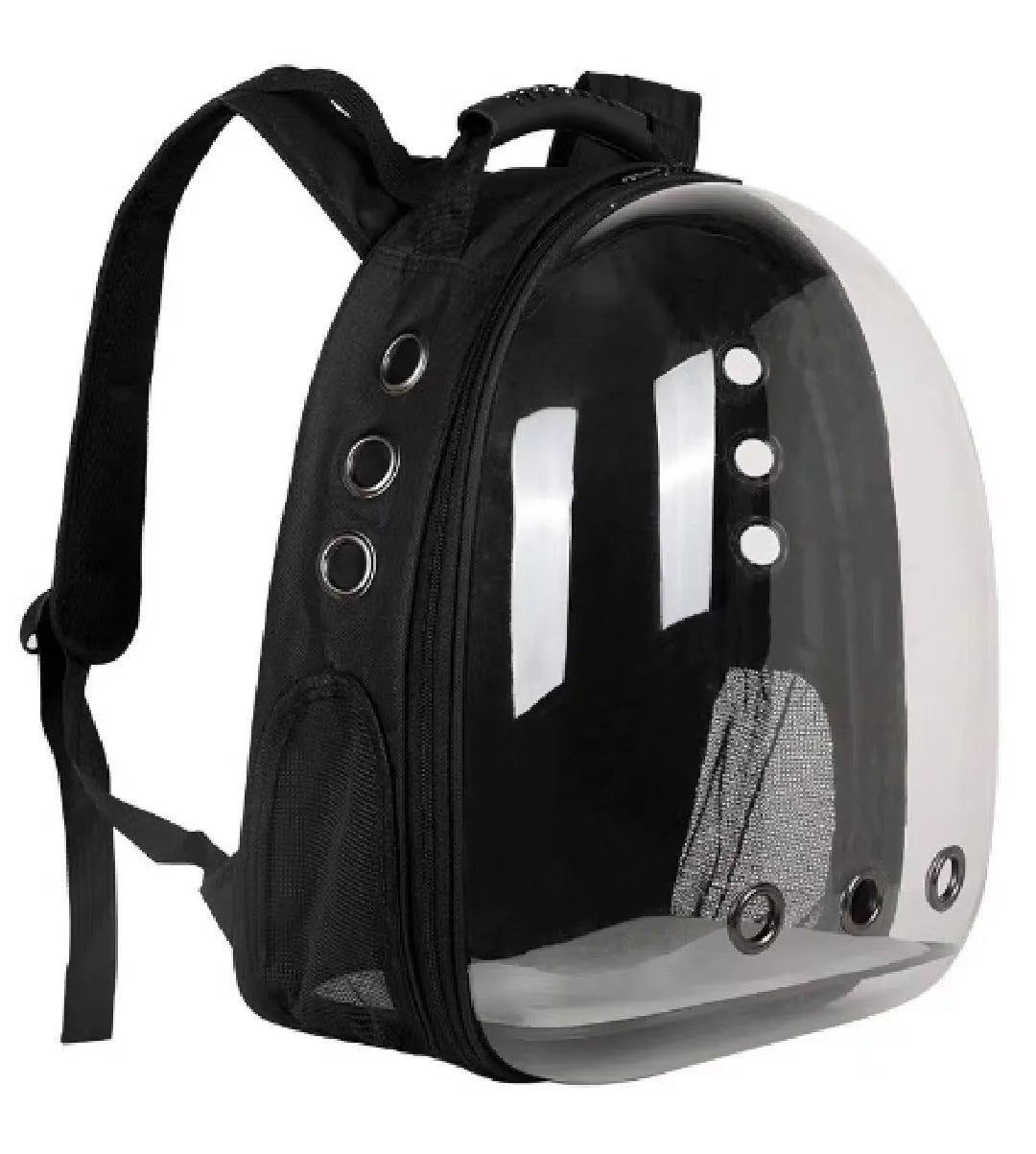Grey PC astronaut-style cat carrier bag with side opening and large interior space.