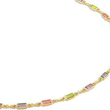 Ladies geometric crystal necklace with adjustable alloy chain and glass pendant in random electroplated colour