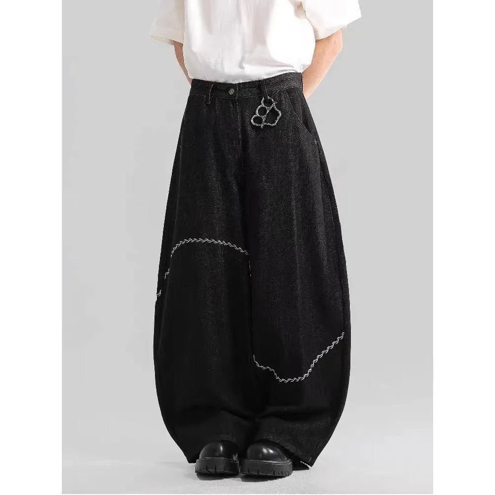 Black straight-leg jeans trousers with mid waist and zip fly in micro-elastic polyester denim fabric