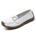 Women's casual loafers in artificial PU with beef tendon sole, round toe, and flat heel in five colour options